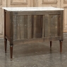 Antique French Louis XVI Mahogany Carrara Marble Top Commode