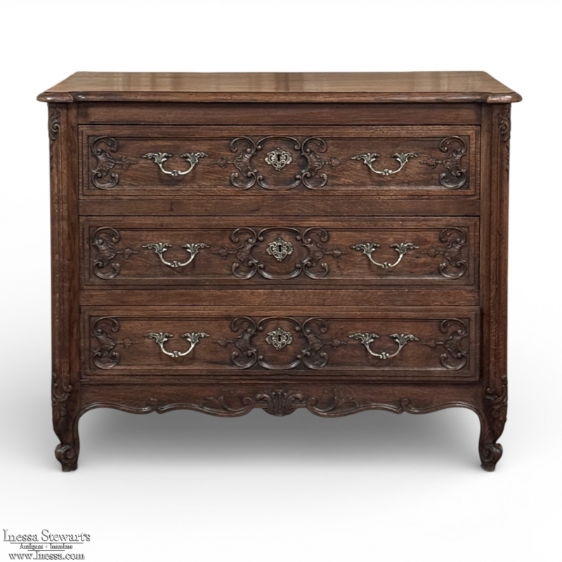 Antique Country French Louis XV Oak Commode ~ Chest of Drawers