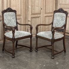 Set of 8 Antique French Louis XIV Dining Chairs includes 2 Armchairs