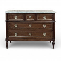 19th Century French Louis XVI Mahogany Commode with Carrara Marble