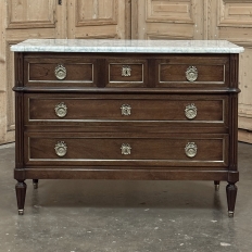 19th Century French Louis XVI Mahogany Commode with Carrara Marble