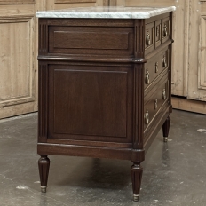 19th Century French Louis XVI Mahogany Commode with Carrara Marble