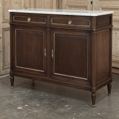 19th Century French Louis XVI Mahogany Buffet with Cararra Marble