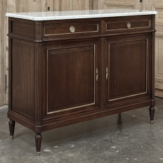 19th Century French Louis XVI Mahogany Buffet with Cararra Marble