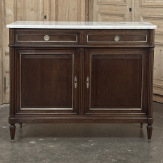 19th Century French Louis XVI Mahogany Buffet with Cararra Marble