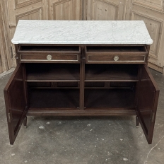 19th Century French Louis XVI Mahogany Buffet with Cararra Marble