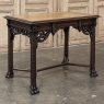 19th Century French Gothic Walnut Writing Desk with Leather Top