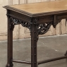 19th Century French Gothic Walnut Writing Desk with Leather Top