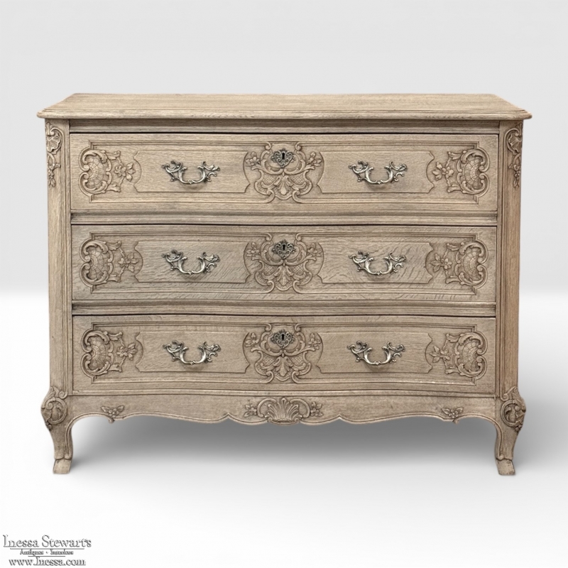 Antique Country French Louis XIV Stripped Oak Commode ~ Chest of Drawers