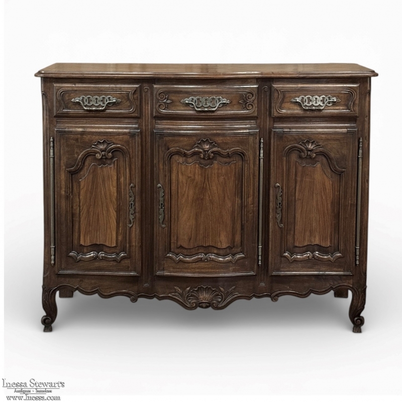 Antique Country French Walnut Buffet ~ Trois Porte Enfilade
