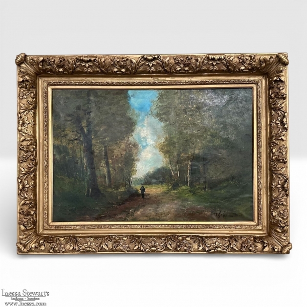 19th Century Belgian School Woodland Landscape by J. Wolff