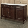 French Louis XVI Carrara Marble Top Mahogany Buffet in the Maison Jansen Style, Mid-Century