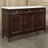 French Louis XVI Carrara Marble Top Mahogany Buffet in the Maison Jansen Style, Mid-Century