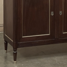 French Louis XVI Carrara Marble Top Mahogany Buffet in the Maison Jansen Style, Mid-Century