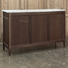 French Louis XVI Carrara Marble Top Mahogany Buffet in the Maison Jansen Style, Mid-Century