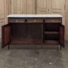Antique French Louis XVI Mahogany Buffet with Carrara Marble