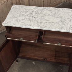 Antique French Louis XVI Mahogany Buffet with Carrara Marble