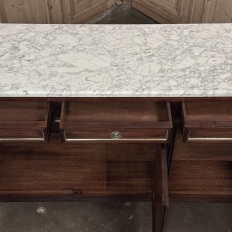 Antique French Louis XVI Mahogany Buffet with Carrara Marble