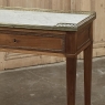 Antique French Louis XVI Rectangular Mahogany Side Table with Carrara Marble Top and Brass Gallery