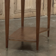 Antique French Louis XVI Rectangular Mahogany Side Table with Carrara Marble Top and Brass Gallery