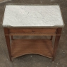 Antique French Louis XVI Rectangular Mahogany Side Table with Carrara Marble Top and Brass Gallery