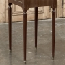 Antique French Louis XVI Mahogany Bedside Table with Carrara Marble and Brass Gallery