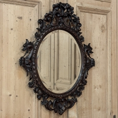 Late 19th to Early 20th Century Renaissance Revival Hand-Carved Beveled Mirror