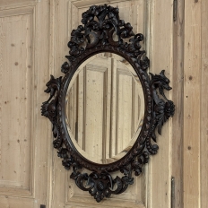 Late 19th to Early 20th Century Renaissance Revival Hand-Carved Beveled Mirror
