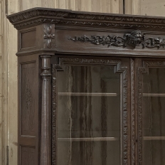 19th Century French Hand-Carved Oak Hunt-Style Bookcase ~ Bibliotheque