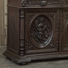 19th Century French Hand-Carved Oak Hunt-Style Bookcase ~ Bibliotheque