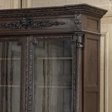 19th Century French Hand-Carved Oak Hunt-Style Bookcase ~ Bibliotheque