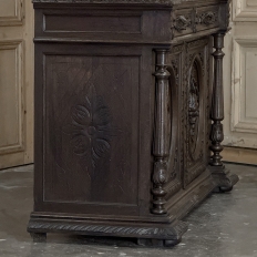 19th Century French Hand-Carved Oak Hunt-Style Bookcase ~ Bibliotheque