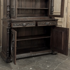 19th Century French Hand-Carved Oak Hunt-Style Bookcase ~ Bibliotheque