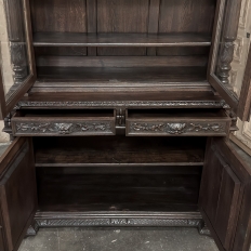 19th Century French Hand-Carved Oak Hunt-Style Bookcase ~ Bibliotheque