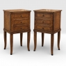 Pair of Biedermeier Style Nightstands in Burl Walnut with Ebonized Accents