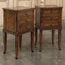 Pair of Biedermeier Style Nightstands in Burl Walnut with Ebonized Accents