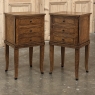 Pair of Biedermeier Style Nightstands in Burl Walnut with Ebonized Accents