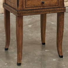 Pair of Biedermeier Style Nightstands in Burl Walnut with Ebonized Accents