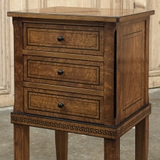 Pair of Biedermeier Style Nightstands in Burl Walnut with Ebonized Accents