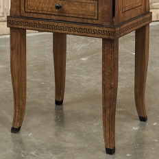 Pair of Biedermeier Style Nightstands in Burl Walnut with Ebonized Accents