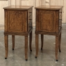 Pair of Biedermeier Style Nightstands in Burl Walnut with Ebonized Accents
