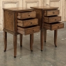 Pair of Biedermeier Style Nightstands in Burl Walnut with Ebonized Accents