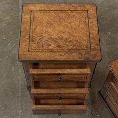 Pair of Biedermeier Style Nightstands in Burl Walnut with Ebonized Accents