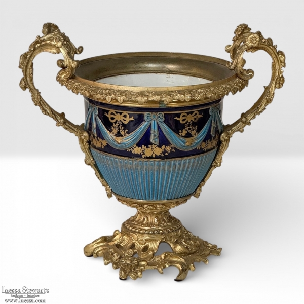 19th Century French Porcelain Vase in the S&egrave;vres Style with Gilt Bronze Mounts