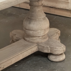 French Mid-Century Oval Trestle Table ~ Stripped Solid Oak