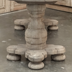 French Mid-Century Oval Trestle Table ~ Stripped Solid Oak