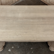 French Mid-Century Oval Trestle Table ~ Stripped Solid Oak