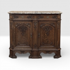 19th Century Belgian Li&eacute;geoise Oak Buffet with Saint-Remy Marble Top