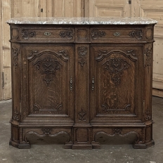 19th Century Belgian Liégeoise Oak Buffet with Saint-Remy Marble Top