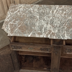19th Century Belgian Liégeoise Oak Buffet with Saint-Remy Marble Top